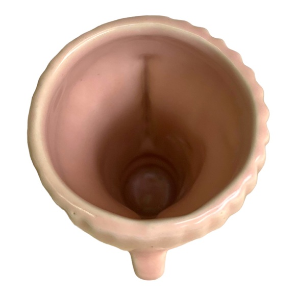 VTG 40’s-50’s Pink Floral Mottled Pottery Flower Vase Marked Midcentury Art Deco - Picture 7 of 8